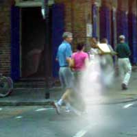 ghost near the house of Voodoo on Bourbon and St, Ann Street, Photo of Ghost sent to us by Wendal K.