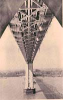 Trestle workers, too, were among the men who lost their lives in the effort to erect this homage to the late Louisiana Governor. Knocked from their high perches by misplaced rebar or rods the trestle workers plummeted  hundres of feet to their deaths in the muddy Mississippi River below.