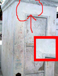 A full figure apparition of Marie Laveau on the top of her tomb says ghost  photographer Gary Davis.